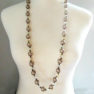 Premier Designs Necklace "Luster" Necklace Pink & Tan 38-42" Perfect Cond 16492